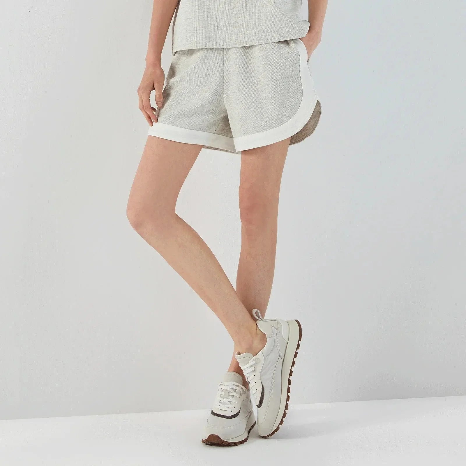 Light Gray Boucle Shorts