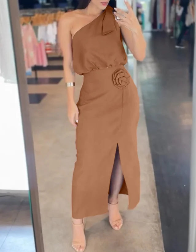 Asymmetrical Women's 2-Piece Set with Flower